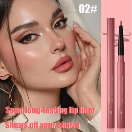 QIDSTERS Gel Lip Liner Pencil for Women, Nude Peach Matte Long Lasting Lip Liner Lipstick 24 Hour, High Pigmented Lips Makeup Retractable Liners Waterproof Smudge Proof, Vegan & Cruelty-Free 02