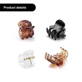 48pcs Mini Hair Claw Clips for Women Girls, Small Tiny Hair Clips Claws Little Plastic Jaw Clamps Clips with Transparent Box (Black/Brown/Clear)