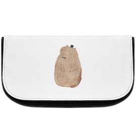 Mr. & Mrs. Panda Cosmetic Bag Marmot Gift Toiletry Bag Good Mood Makeup Bag Respect Makeup Bag Funny Sayings Animals, White, Hand Drawn