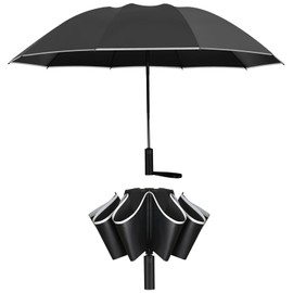 FATONESA Reverse Umbrellas for Rain Windproof Inverted Compact Folding Automatic Reflective Safety Strips UPF 50+ 99% UV Protection Portable 47 Inch 10 Rids Umbrella Black, black