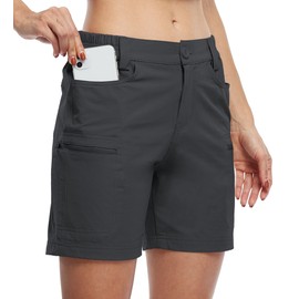 Willit Women's Shorts Hiking Cargo Golf Shorts Outdoor Summer Stretch Shorts with Pockets Water Resistant Deep Gray XL