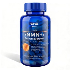 NMN + Transresveratrol - Fórmula Antioxidante 5H8 NUTRITION | NMN 300 mg, Transresveratrol 180 mg, Quercetina 40 mg, Semilla de Uva 40 mg, 90 Cápsulas
