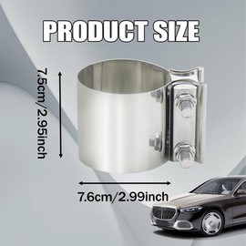 Rebvugr 3 Inch Exhaust Clamps, Universal 2.0'-4.0' Exhaust Lap Joint Butt Clamps, 304 Stainless Steel Butt Joint Band Clamp Sleeve Coupler for Muffler Pipe Repair, Catalytic Converters (3 Inch)