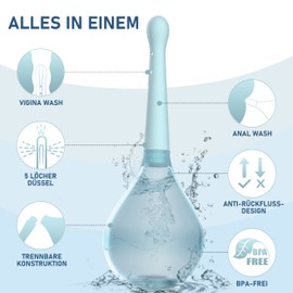 DASGUTES Po Dusche Irrigator zur darmspülung • Intimdusche zur Analdusche und Vaginaldusche •Anti-Rücklauf und Transparent • Wohlbefinden & Entspannung mittels Darmspülung