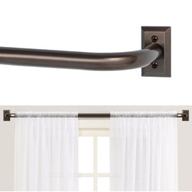 Bronze Wrap Around Curtain Rods,Bronze Curtain Rods for windows 66 to 120 inch(5.5-10Ft),Adjustable Blackout Curtain Rod,1 Inch Diameter Room Darkening Drapery Rods,Window Curtains Rod 66-120",Brown