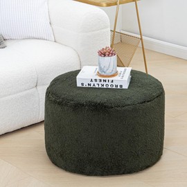 AbunHeri Pouf Ottoman Stuffed Velvet Floor Pouf Footrest Ottoman Foot Stool Bean Bag Floor Chair for Bedroom Living Room 20x12inches with Filler Dark Green