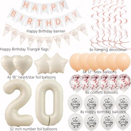 Decoration 20th Birthday Women Beige Rose Gold Balloons 20th Birthday Decoration Woman, 20th Birthday Decoration, Birthday Decoration 20 Years Women, Happy 20th Birthday Garland 20th Birthday Party