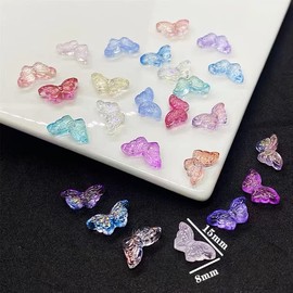 100pcs Butterfly Crystal Beads Bulk Butterfly Spacer Beads Crystal Glass Beads Loose Beads for Earring Bracelet Necklace Key Chains Jewelry DIY Craft Making (Mix Colors Butterfly, 8mm)