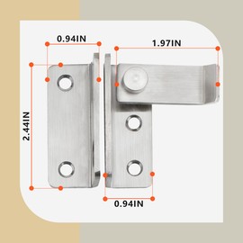 Bwintech 2 Pcs 2.4 Inch Satin Nickel Flip Gate Latches, Stainless Steel Bolt Latch for Safety Door Lock Latch, Right Open