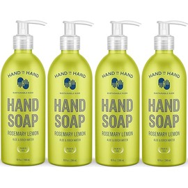 Hand in Hand Nourishing Liquid Hand Soap, 10 Fl Oz, Aloe & Birch Water, Rosemary Lemon Scent, 4 Pack