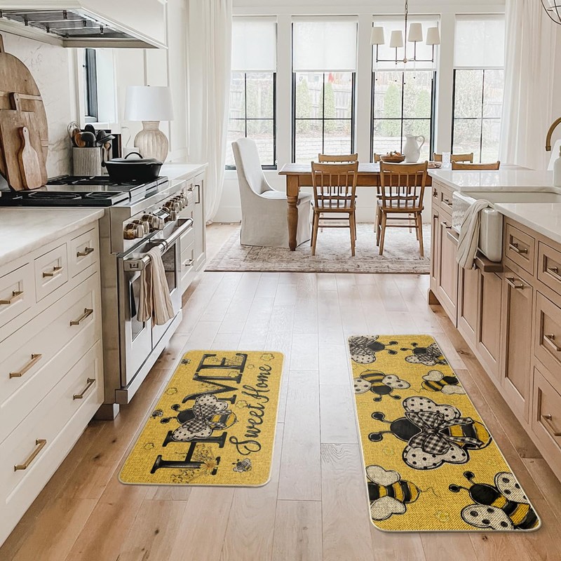 Artoid Mode Beige Bee Home Sweet Home Spring Kitchen Mats