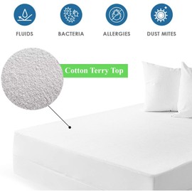 Dudu N Girlie Travel Cot Mattress Protector 95 x 65 cm - Noiseless Waterproof Pad Cover - Travel Cot Fitted Sheet Silent Topper for Baby Children Cot. White