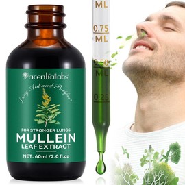 Acentiallabs Organic Mullein Drops - Gentle Mullein Leaf Extract for Respiratory & Lung Support (60ml)  Supplement Dietary - Specification: Organic Mullein Drops for Lungs*3