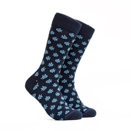 ZICCI - Calcetines de vestir para hombre, diseño de rayas lindas, casuales, de algodón, talla 9 y 13, divertido y colorido, Blue Gold Fish, 9