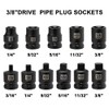11PCS 3/8" Drive SAE Pipe Plug Socket Set, Tapered Male