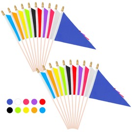 20 Pcs Mini Colorful Flags, Small Blank Pennant Flag On Wood Stick Lawn Flags Party Decorations for DIY Graffiti School Office Game Sport Events Festival Birthday Party 5.5 * 8.2in (Mixed Colors)