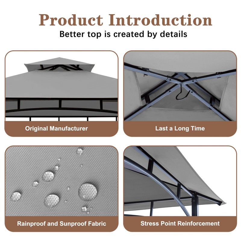 SCOCANOPY Upgraded Ripstop Fabric Replacement Canopy Grill BBQ Gazebo Roof