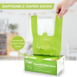 Baby Disposable Diaper Bags,2 Pack (600 Count) OXO-Biodegradable Diaper Sacks,Easy-Tie Handles,Diaper Disposal or Pet Waste Bags