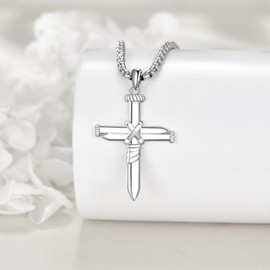 VENACOLY Cross Necklace 925 Sterling Silver Cross Pendant Jewellery for Men
