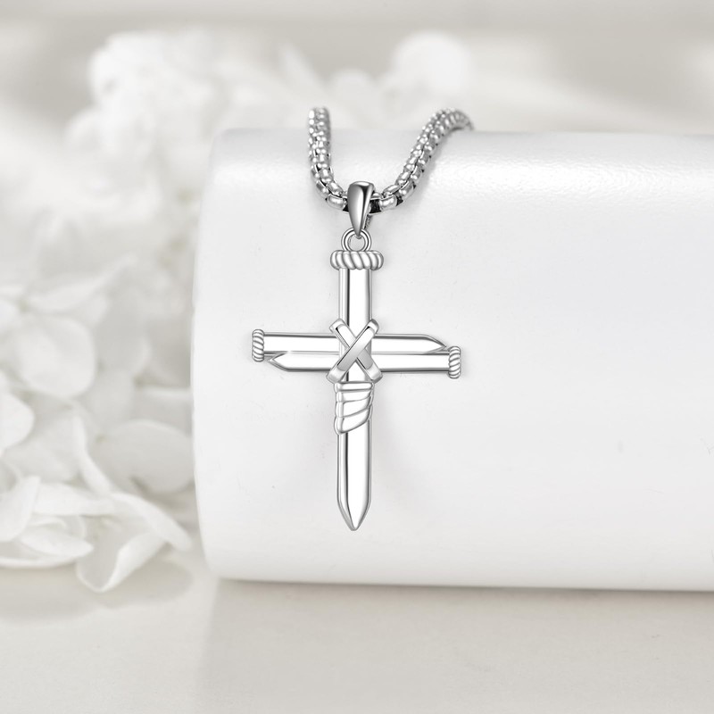VENACOLY Cross Necklace 925 Sterling Silver Cross Pendant Jewellery for