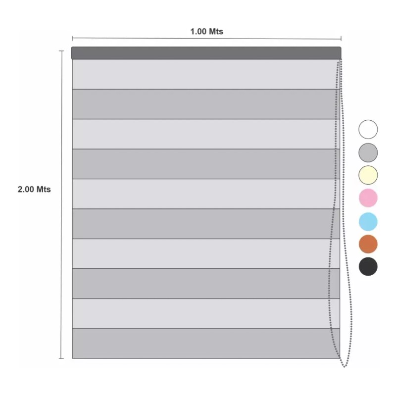YG05 Persiana Doble Capa Con Diseño De Cebra Enrollable 100x200cm