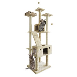 Furhaven Tiger Tough Cat Tree Interactive Playground w/ Toys - Multiple Style & Color Varieties