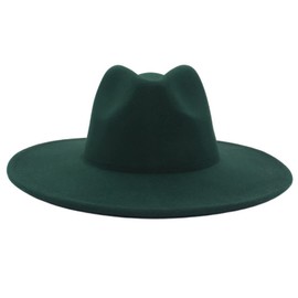 Faringoto Wool Cowboy Hat for Men Women Hat Wide Brim Dress Men Caps Felted Hat Dark Green