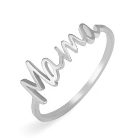 TEAMER Dainty Mama Ring Stainless Steel Mama Band Ring Meaningful Present For Mother's Day New Mom, Stainless Steel, No Gemstone