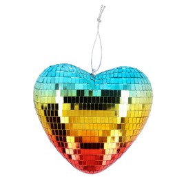 Boland - Shiny Heart Disco Ball, 19 cm, Decoration for Disco Fever Theme Party, Hanging Decoration for Wedding or New Year's Eve