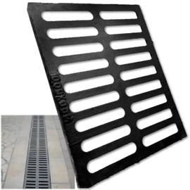 MOSINSBO Cast Iron Drain Grate, 20x16 Outdoor Drain Cover, A Class Sewer Grate, Durable Heavy Duty Channel Grate, Black Rectangle Drainage Grate for Driveway, Concrete, Yard, Garage (19.7x15.7)