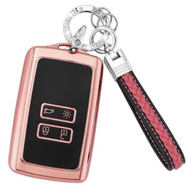 Koaudb Koaudb Autoschlssel Hlle Cover Passt fr Clio Megane Koleos Kadjar Talisman Captur Espace Dacia Duster 4 Tasten Schlsseletui TPU Schlsselhlle mit Schlsselanh?nger-Lanyard (CL-Rnl-P)