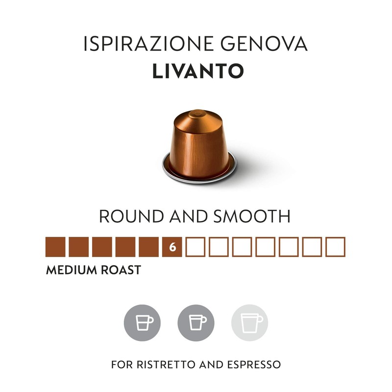 Nespresso Capsules Original Line, Livanto, Medium Roast Espresso Coffee, 50