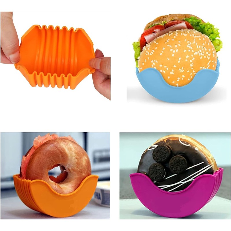RZJZGZ 4 Pcs Retractable Reusable Burger Holders Hamburger Sandwich Fixed