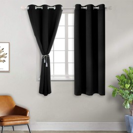 BGment Black Blackout Curtains for Bedroom 63 Inches Long - Grommet Thermal Insulated Room Darkening Curtains for Living Room, Set of 2 Panels, 42 x 63 Inch