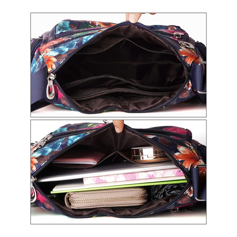 NOTAG Women's Shoulder Bag, Lightweight, Multi-Pocket, Casual Waterproof Nylon Messenger