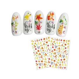 Generic Autumn Leaves Nail Decals Sticker Sunflower Maple Rabbit Red Fox Thanksgiving Xf3409 Nail Wraps Stickers Manicure Supplies for Women Nails Full Long Lasting Easy Apply and Remove
