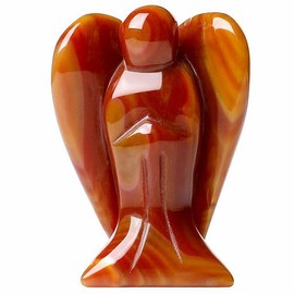 YATOJUZI 2" Red Carnelian Angel Decors Natural Healing Crystals Polished Carved Gemstones Stones Hand Guardian Cute Sculpture Statue Reiki Energy Figurines Home Room Office Desk Decor Gifts for Women