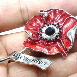 SaiDian 1Pcs Red Poppy Brooches Remembrance Day Poppy Pin Poppy Flower Brooch Pins Rhinestone Flowers Brooch for Women Men