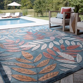Water Resistant Modern 5x7 Indoor Outdoor Patio Rug | Floral Outdoor Rugs for Patios, Deck, Porch, Entryway | Outside Area Rug | 5'1'' x 7'3''