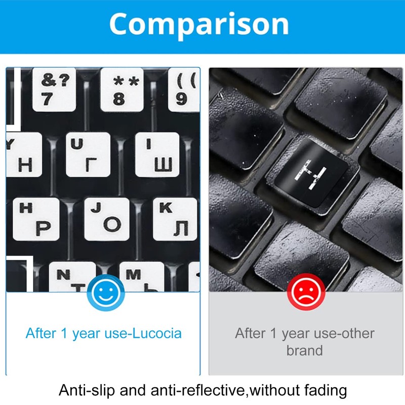 Lucocia 2PCS Universal Russian Keyboard Stickers, Keyboard Replacement Letters for