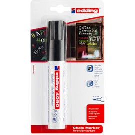 edding 4090 krijtmarker - zwart - 1 krijtstift - beitelvormige punt 4-15 mm - krijtstift voor borden, uitwisbaar - voor het schrijven op ruiten, glas, spiegels - bordstift met dekkende kleuren