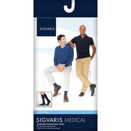 SIGVARIS Men’s Essential Cotton 230 Closed Toe Calf-High Socks 30-40mmHg