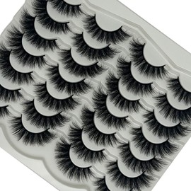 VOCOAK Mink Lashes Wispy Fluffy Cat Eye Strip Lashes Pack 3D Faux Mink Fake Eyelashes C Curl Long Volume Lash Strps Cateye False Eyelashes Natural Look