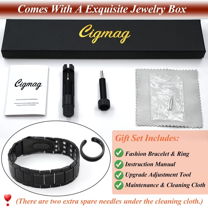 Cigmag Magnetic Bracelets for Men Titanium Steel Bracelet with Adjustable
