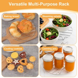 XLIUAX Round Steamer Insert, 17 cm Stainless Steel Steamer Insert for Steam Plate for Pressure Cooker Hot Air Fryer Pot Cooking Cooling Steaming Baking Roasting