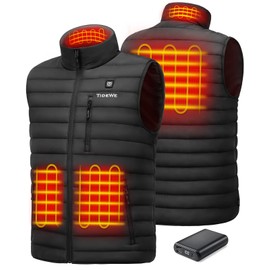 TIDEWE Men’s Lightweight Heated Vest with Battery Pack (Black, Size M)