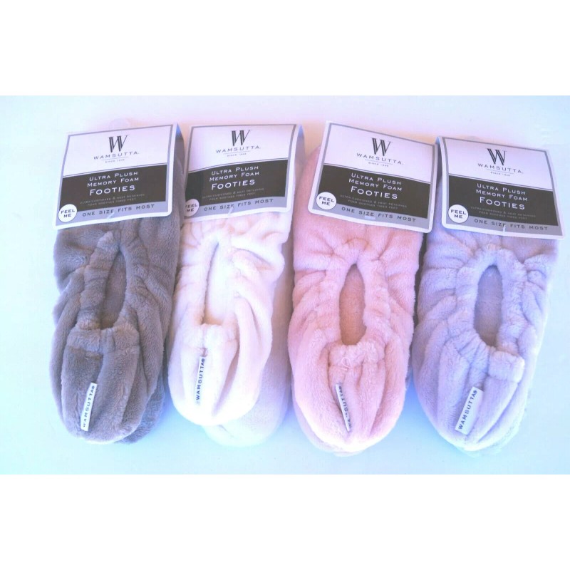 Wamsutta Ultra Plush Memory Foam Footies Slippers One Size Fits