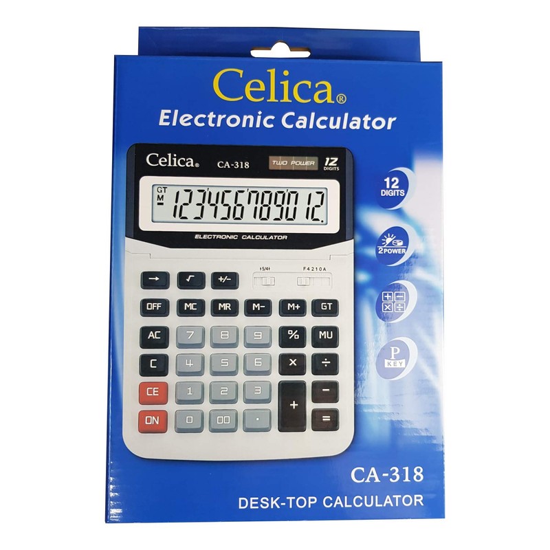 Celica CA-318 Calculadora de Escritorio con Pantalla de 12 Dígitos,