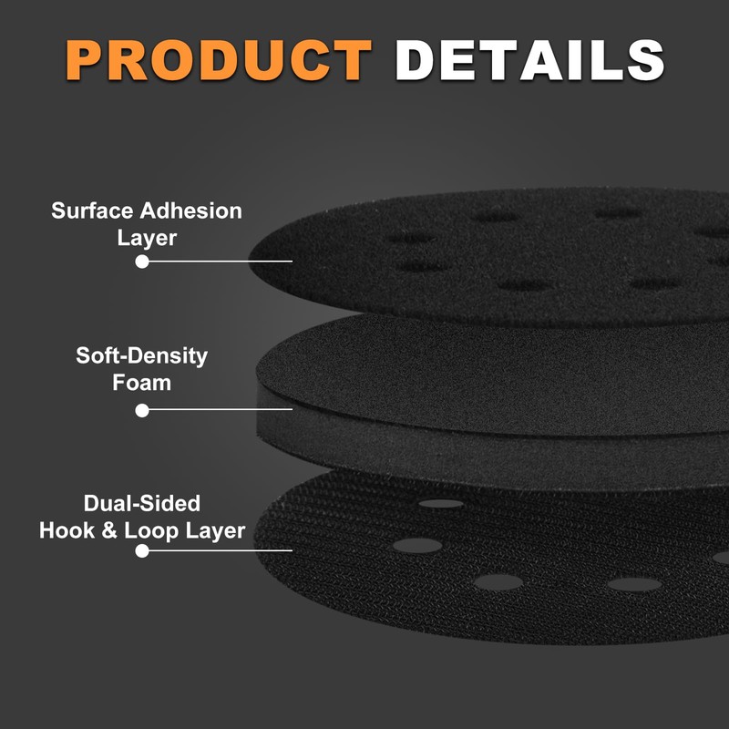 BMOTL 5-Inch 8-Hole Interface Pad:4 Pack Hook & Loop Foam