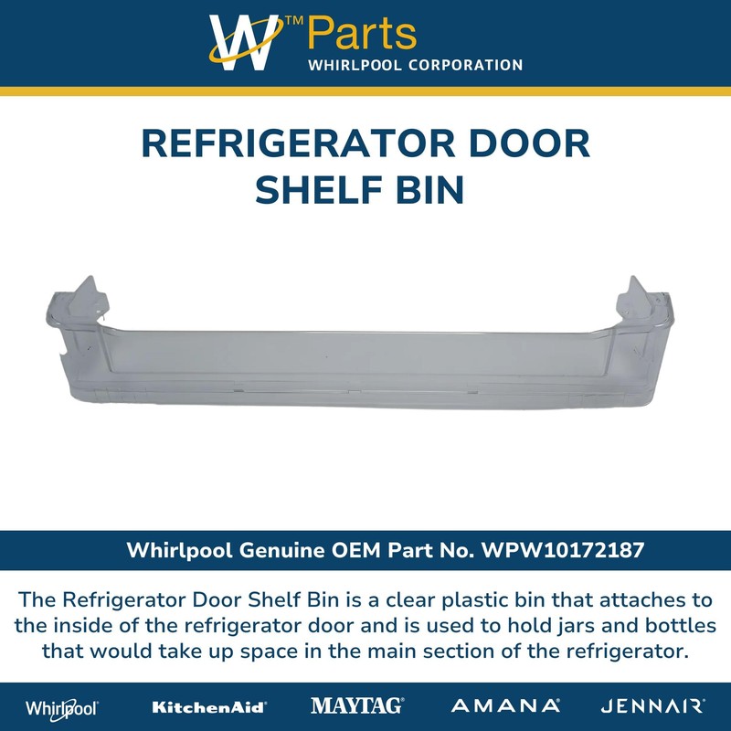 Whirlpool WPW10172187 OEM Refrigerator Door Shelf Bin, White